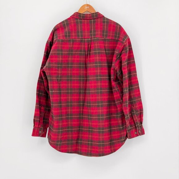Vtg LL Bean Shirt Mens XL Tall Chamois Cloth Shirt Red Plaid Thick Chore Pockets - Picture 6 of 6
